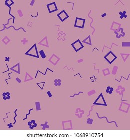 Memphis background.  Retro background with different  color figures for print or card. Abstract memphis background with geometric colorful figures for your design. Vector texture.