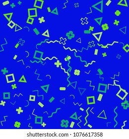 Memphis background.  Retro background with different  color figures for mobile application or card. Abstract memphis background with geometric colorful figures for your design. Vector texture.