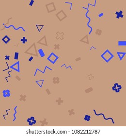 Memphis background.  Retro background with different  color figures for mobile application or card. Abstract memphis background with geometric colorful figures for your design. Vector texture.