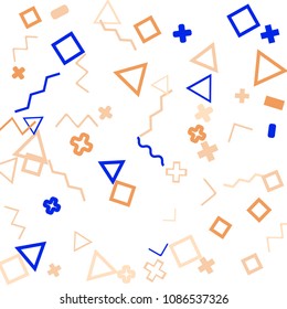 Memphis background.  Retro background with different color figures for poster or print. Memphis background with figures of different forms and colors for your design. Vector texture.