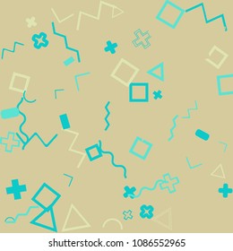 Memphis background.  Retro background with different  color figures for mobile application or card. Abstract memphis background with geometric colorful figures for your design. Vector texture.
