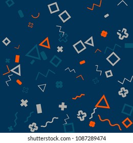 Memphis background.  Retro background with different  color figures for mobile application or card. Abstract memphis background with geometric colorful figures for your design. Vector texture.