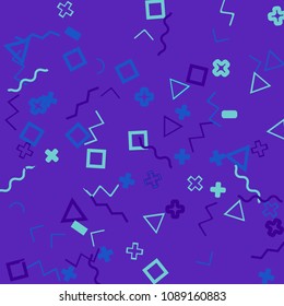 Memphis background.  Retro background with different  color figures for poster or card. Abstract memphis background with geometric colorful figures for your design. Vector texture.