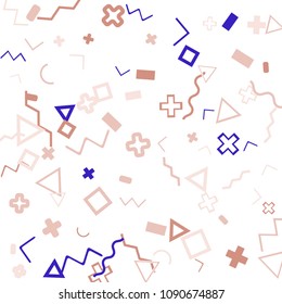 Memphis background.  Retro background with different color figures for poster or print. Memphis background with figures of different forms and colors for your design. Vector texture.