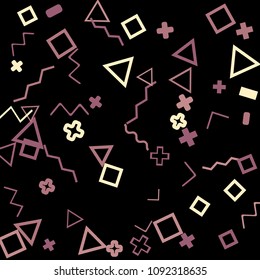 Memphis background.  Retro background with different color figures for card or banner. Memphis background with figures of different forms and colors for your design. Vector texture.