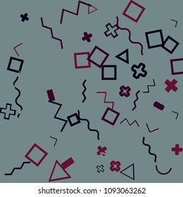Memphis background.  Retro background with different  color figures for mobile application or card. Abstract memphis background with geometric colorful figures for your design. Vector texture.