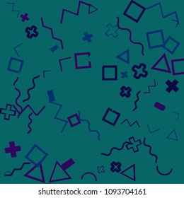 Memphis background.  Retro background with different  color figures for card or banner. Abstract memphis background with geometric colorful figures for your design. Vector texture.