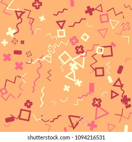 Memphis background.  Retro background with different  color figures for mobile application or card. Abstract memphis background with geometric colorful figures for your design. Vector texture.