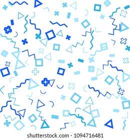 Memphis background.  Retro background with different color figures for print or mobile application. Memphis background with figures of different forms and colors for your design. Vector texture.