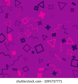 Memphis background.  Retro background with different  color figures for print or card. Abstract memphis background with geometric colorful figures for your design. Vector texture.