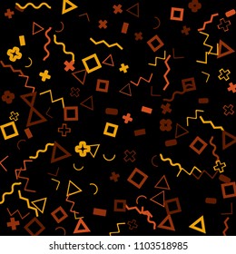 Memphis background.  Retro background with different color figures for print or mobile application. Memphis background with figures of different forms and colors for your design. Vector texture.