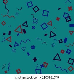 Memphis background.  Retro background with different  color figures for mobile application or card. Abstract memphis background with geometric colorful figures for your design. Vector texture.