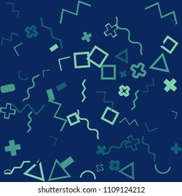 Memphis background.  Retro background with different  color figures for mobile application or card. Abstract memphis background with geometric colorful figures for your design. Vector texture.