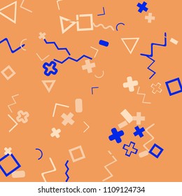 Memphis background.  Retro background with different  color figures for print or card. Abstract memphis background with geometric colorful figures for your design. Vector texture.