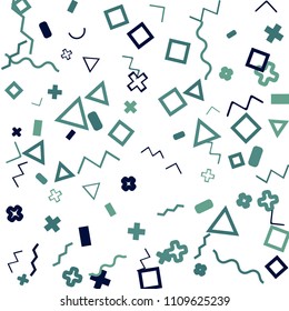 Memphis background.  Retro background with different color figures for mobile application or poster. Memphis background with figures of different forms and colors for your design. Vector texture.