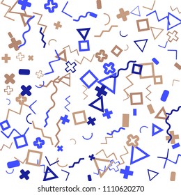 Memphis background.  Retro background with different color figures for mobile application or poster. Memphis background with figures of different forms and colors for your design. Vector texture.