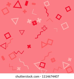Memphis background.  Retro background with different  color figures for print or card. Abstract memphis background with geometric colorful figures for your design. Vector texture.