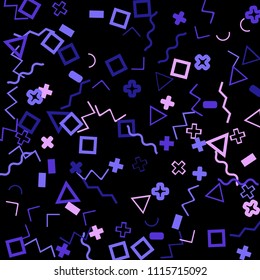 Memphis background.  Retro background with different color figures for print or mobile application. Memphis background with figures of different forms and colors for your design. Vector texture.