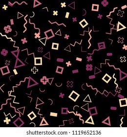 Memphis background.  Retro background with different color figures for mobile application or poster. Memphis background with figures of different forms and colors for your design. Vector texture.