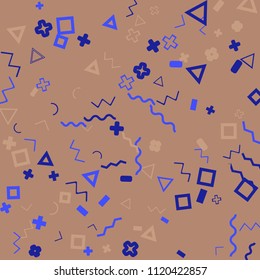 Memphis background.  Retro background with different  color figures for poster or card. Abstract memphis background with geometric colorful figures for your design. Vector texture.