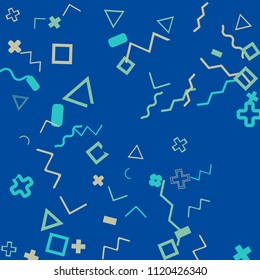 Memphis background.  Retro background with different  color figures for card or banner. Abstract memphis background with geometric colorful figures for your design. Vector texture.