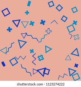 Memphis background.  Retro background with different  color figures for card or banner. Abstract memphis background with geometric colorful figures for your design. Vector texture.