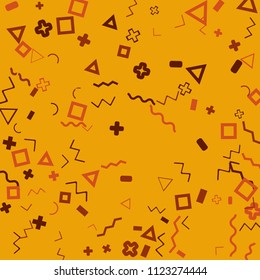 Memphis background.  Retro background with different  color figures for card or banner. Abstract memphis background with geometric colorful figures for your design. Vector texture.