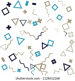 Memphis background.  Retro background with different color figures for poster or print. Memphis background with figures of different forms and colors for your design. Vector texture.