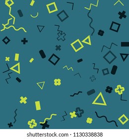 Memphis background.  Retro background with different  color figures for mobile application or card. Abstract memphis background with geometric colorful figures for your design. Vector texture.