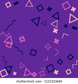 Memphis background.  Retro background with different  color figures for poster or card. Abstract memphis background with geometric colorful figures for your design. Vector texture.
