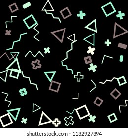 Memphis background.  Retro background with different color figures for mobile application or poster. Memphis background with figures of different forms and colors for your design. Vector texture.