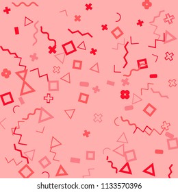 Memphis background.  Retro background with different  color figures for poster or card. Abstract memphis background with geometric colorful figures for your design. Vector texture.