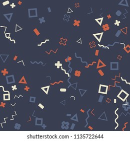 Memphis background.  Retro background with different  color figures for mobile application or card. Abstract memphis background with geometric colorful figures for your design. Vector texture.
