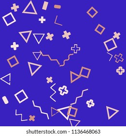 Memphis background.  Retro background with different  color figures for print or card. Abstract memphis background with geometric colorful figures for your design. Vector texture.