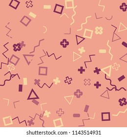 Memphis background.  Retro background with different  color figures for card or banner. Abstract memphis background with geometric colorful figures for your design. Vector texture.