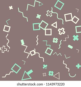 Memphis background.  Retro background with different  color figures for poster or card. Abstract memphis background with geometric colorful figures for your design. Vector texture.
