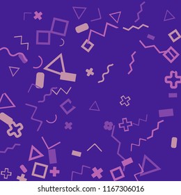 Memphis background.  Retro background with different  color figures for mobile application or card. Abstract memphis background with geometric colorful figures for your design. Vector texture.