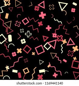 Memphis background.  Retro background with different color figures for print or mobile application. Memphis background with figures of different forms and colors for your design. Vector texture.