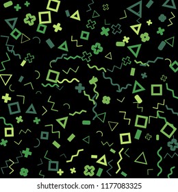 Memphis background.  Retro background with different color figures for print or mobile application. Memphis background with figures of different forms and colors for your design. Vector texture.