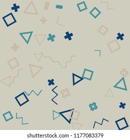 Memphis background.  Retro background with different  color figures for card or banner. Abstract memphis background with geometric colorful figures for your design. Vector texture.