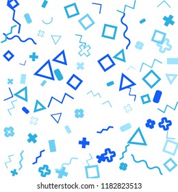 Memphis background.  Retro background with different color figures for print or mobile application. Memphis background with figures of different forms and colors for your design. Vector texture.