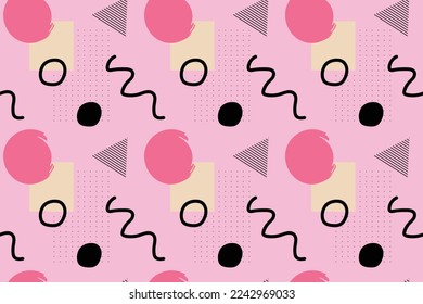 Memphis-Hintergrund. Retro-Hintergrund mit verschiedenen Farbbildern für Poster oder Karte. Abstrakter Hintergrund mit geometrischen, bunten Figuren für Ihr Design. Vektorstruktur. Vektorgrafik