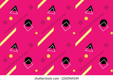 Memphis-Hintergrund. Retro-Hintergrund mit verschiedenen Farbbildern für Poster oder Karte. Abstrakter Hintergrund mit geometrischen, bunten Figuren für Ihr Design. Vektorstruktur. Vektorgrafik