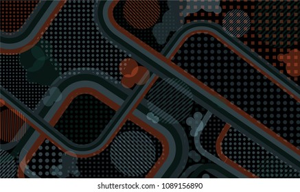 Memphis background. Retro pattern with color strips and different elements for textile or wallpaper. Retro-Fututristic Background with Color Elements in Disco Style. Vector Texture.