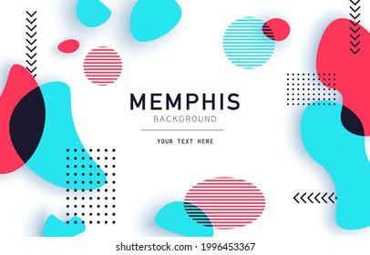 Memphis background template. Decorative backdrop with geometric shapes. Vector illustration. EPS 10