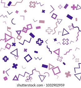 Memphis background.  Trendy background with different color figures for mobile application or poster. Memphis background with figures of different forms and colors for your design. Vector texture.