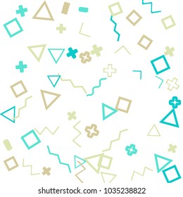Memphis background.  Trendy background with different color figures for poster or print. Memphis background with figures of different forms and colors for your design. Vector texture.