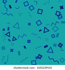 Memphis background.  Trendy background with different  color figures for card or banner. Abstract memphis background with geometric colorful figures for your design. Vector texture.