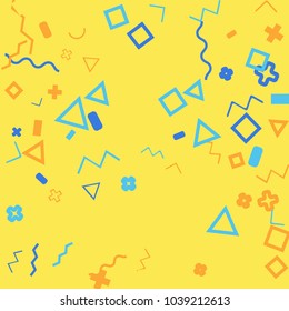 Memphis background.  Trendy background with different  color figures for mobile application or card. Abstract memphis background with geometric colorful figures for your design. Vector texture.