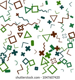 Memphis background.  Trendy background with different color figures for card or banner. Memphis background with figures of different forms and colors for your design. Vector texture.